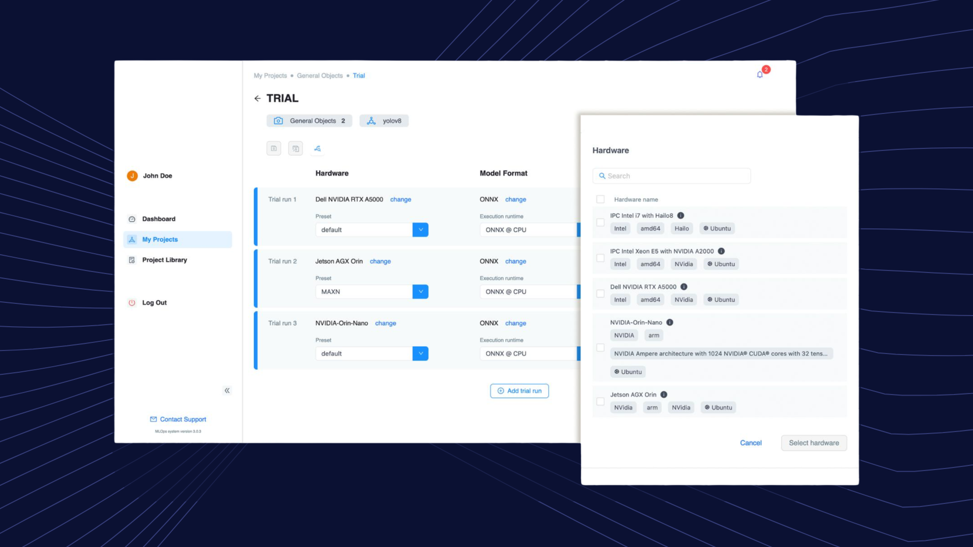 MLOps platform web app — data upload and inference-results review